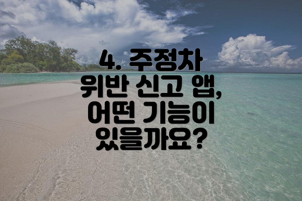 4. 주정차 위반 신고 앱, 어떤 기능이 있을까요?