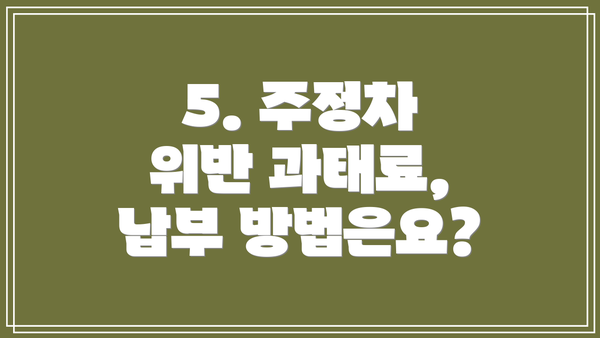 5. 주정차 위반 과태료, 납부 방법은요?