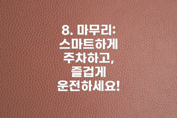 8. 마무리: 스마트하게 주차하고, 즐겁게 운전하세요!
