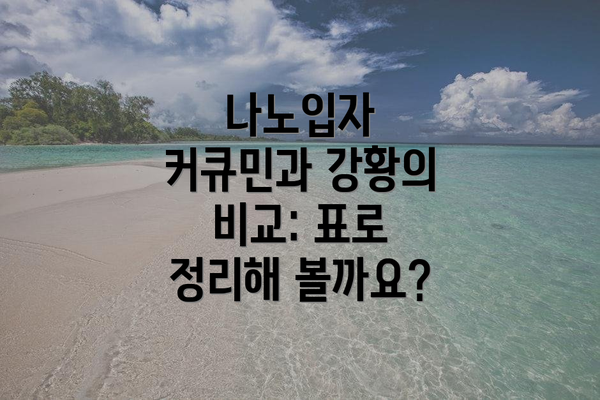 나노입자 커큐민과 강황의 비교: 표로 정리해 볼까요?