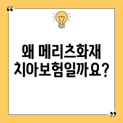 왜 메리츠화재 치아보험일까요?
