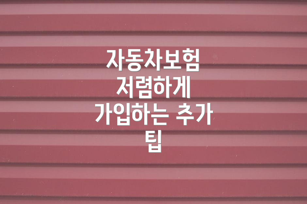 자동차보험 저렴하게 가입하는 추가 팁
