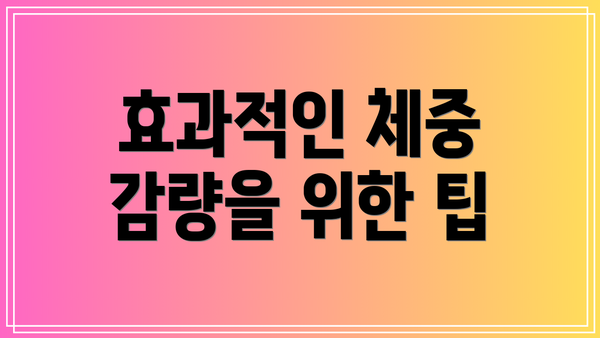 효과적인 체중 감량을 위한 팁