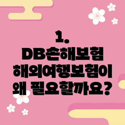 1. DB손해보험 해외여행보험이 왜 필요할까요?