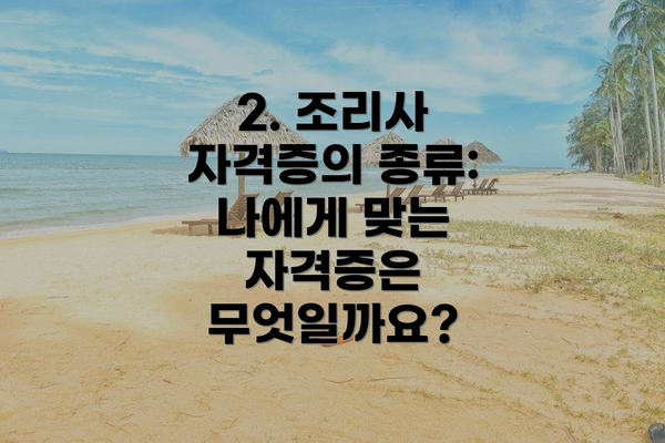 2. 조리사 자격증의 종류: 나에게 맞는 자격증은 무엇일까요?