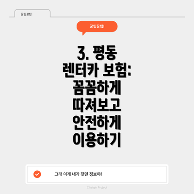 3. 평동 렌터카 보험: 꼼꼼하게 따져보고 안전하게 이용하기