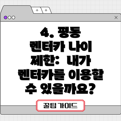 4. 평동 렌터카 나이 제한:  내가 렌터카를 이용할 수 있을까요?