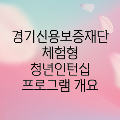 경기신용보증재단 체험형 청년인턴십 프로그램 개요