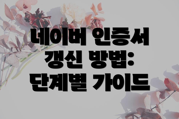 네이버 인증서 갱신 방법: 단계별 가이드