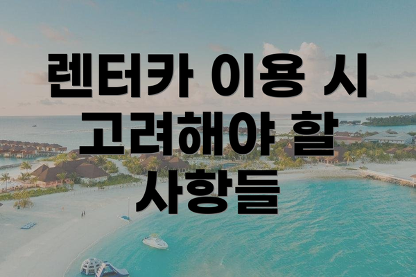 렌터카 이용 시 고려해야 할 사항들