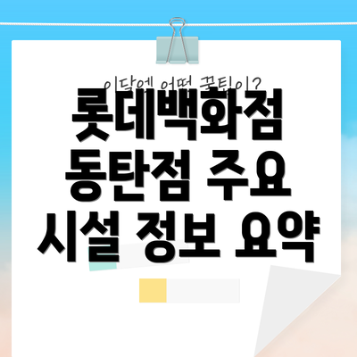 롯데백화점 동탄점 주요 시설 정보 요약