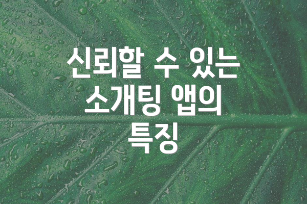 신뢰할 수 있는 소개팅 앱의 특징