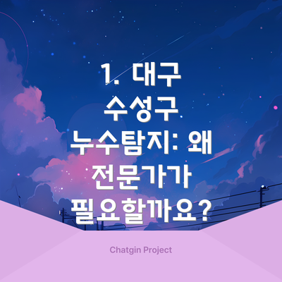 1. 대구 수성구 누수탐지: 왜 전문가가 필요할까요?
