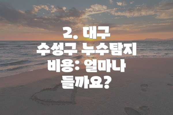 2. 대구 수성구 누수탐지 비용: 얼마나 들까요?