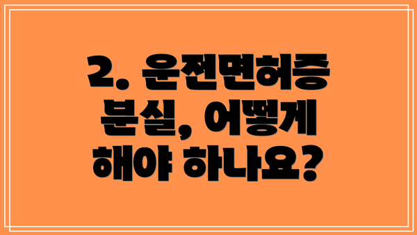 2. 운전면허증 분실, 어떻게 해야 하나요?