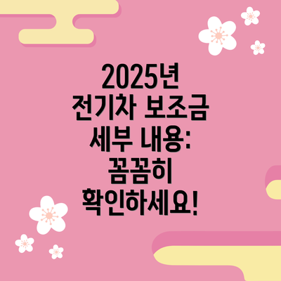 2025년 전기차 보조금 세부 내용: 꼼꼼히 확인하세요!