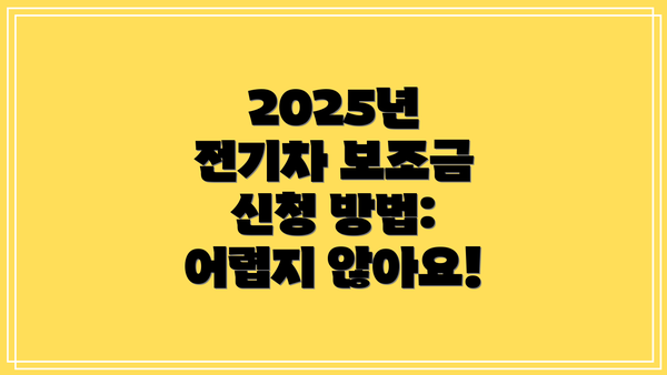 2025년 전기차 보조금 신청 방법:  어렵지 않아요!