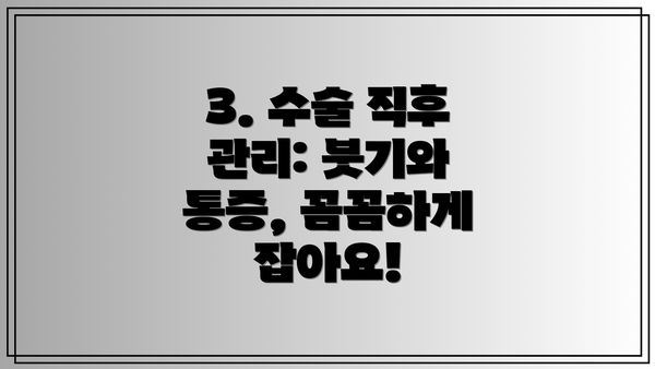 3. 수술 직후 관리: 붓기와 통증, 꼼꼼하게 잡아요!