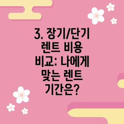 3. 장기/단기 렌트 비용 비교: 나에게 맞는 렌트 기간은?