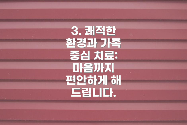 3. 쾌적한 환경과 가족 중심 치료: 마음까지 편안하게 해 드립니다.