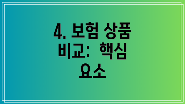 4. 보험 상품 비교:  핵심 요소