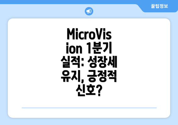 MicroVision 1분기 실적: 성장세 유지, 긍정적 신호?