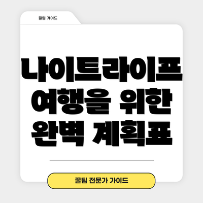 나이트라이프 여행을 위한 완벽 계획표