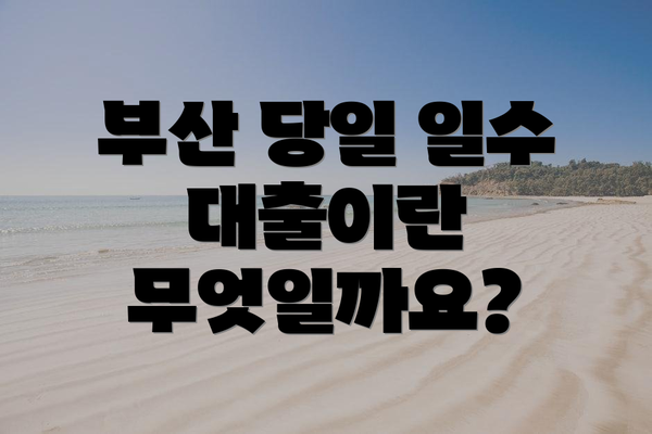 부산 당일 일수 대출이란 무엇일까요?