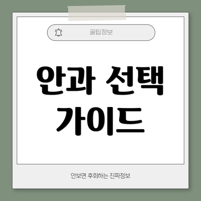 안과 선택 가이드