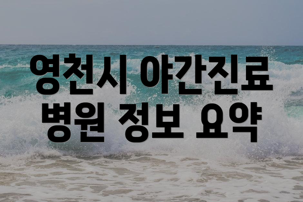 영천시 야간진료 병원 정보 요약