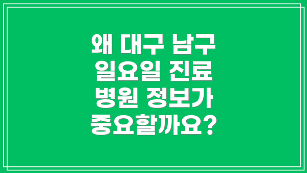 왜 대구 남구 일요일 진료 병원 정보가 중요할까요?