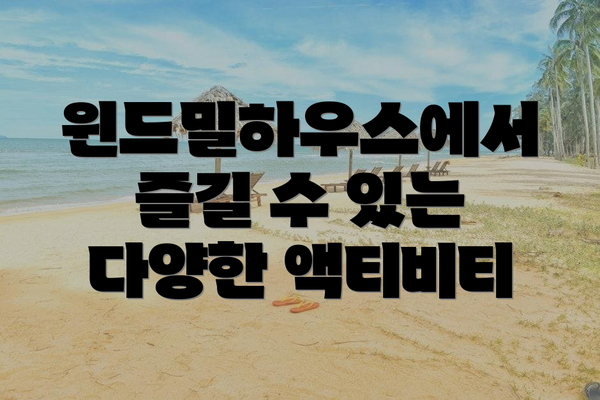 윈드밀하우스에서 즐길 수 있는 다양한 액티비티