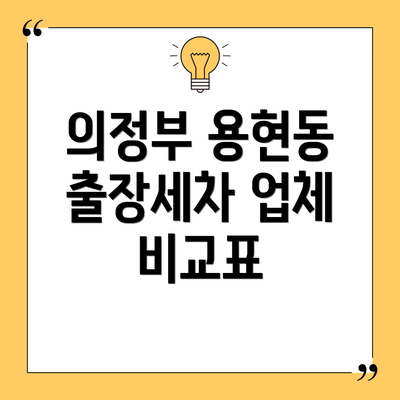 의정부 용현동 출장세차 업체 비교표