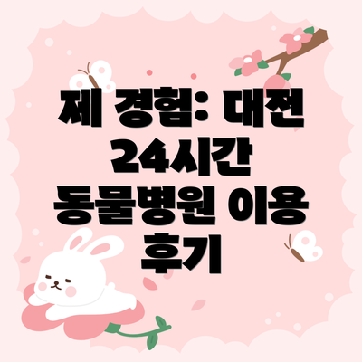 제 경험: 대전 24시간 동물병원 이용 후기