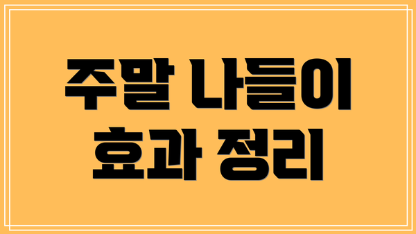 주말 나들이 효과 정리