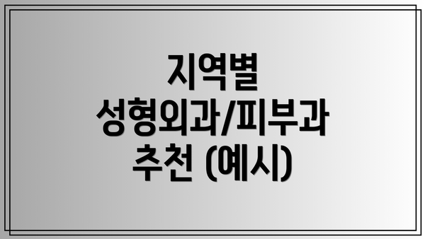 지역별 성형외과/피부과 추천 (예시)
