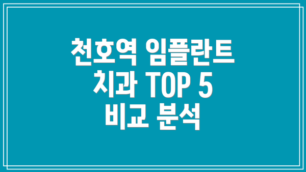 천호역 임플란트 치과 TOP 5 비교 분석