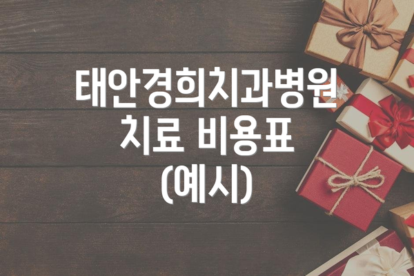 태안경희치과병원 치료 비용표 (예시)
