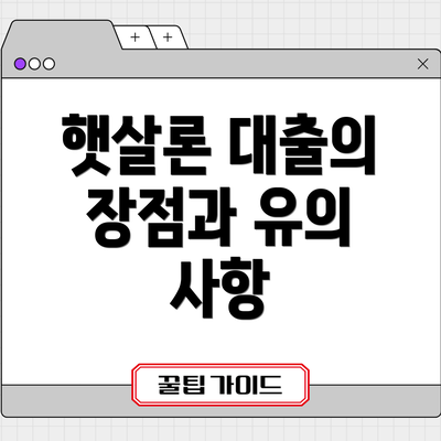 햇살론 대출의 장점과 유의 사항