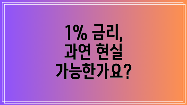 1% 금리, 과연 현실 가능한가요?