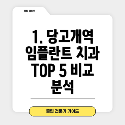 1. 당고개역 임플란트 치과 TOP 5 비교 분석