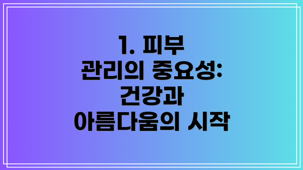 1. 피부 관리의 중요성: 건강과 아름다움의 시작