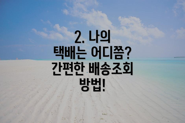 2. 나의 택배는 어디쯤? 간편한 배송조회 방법!