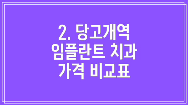 2. 당고개역 임플란트 치과 가격 비교표