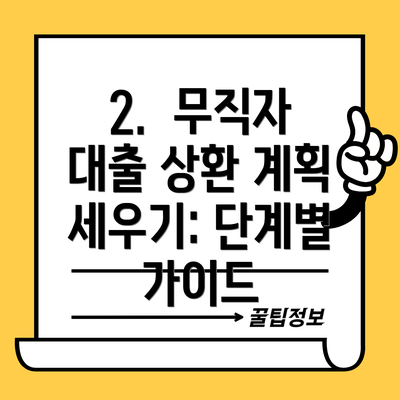 2.  무직자 대출 상환 계획 세우기: 단계별 가이드