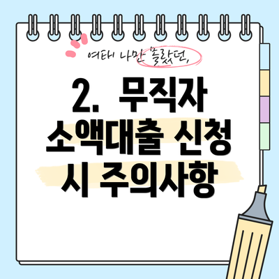 2.  무직자 소액대출 신청 시 주의사항