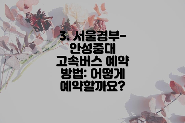 3. 서울경부-안성중대 고속버스 예약 방법: 어떻게 예약할까요?