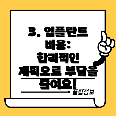 3. 임플란트 비용:  합리적인 계획으로 부담을 줄여요!