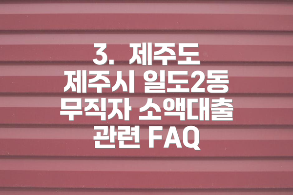 3.  제주도 제주시 일도2동 무직자 소액대출 관련 FAQ