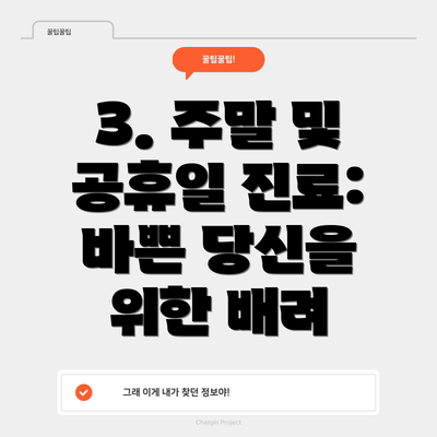 3. 주말 및 공휴일 진료:  바쁜 당신을 위한 배려